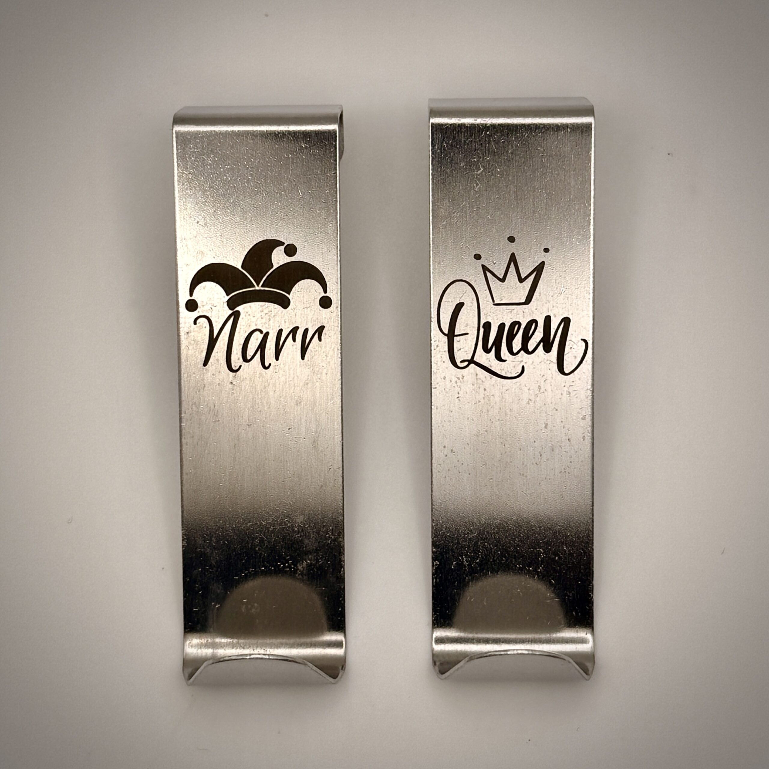 Türhaken Set „Queen & Narr“ aus Edelstahl – mit Gravur