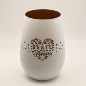 Stölzle Windlicht „Beste Oma“ – Glas mit Herzmotiv, weiß